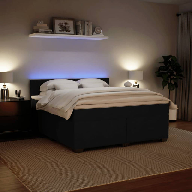 vidaXL fekete bársony rugós ágy matraccal 180x200 cm