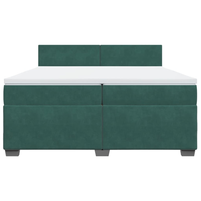 vidaXL sötétzöld bársony rugós ágy matraccal 200x200 cm