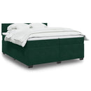 vidaXL sötétzöld bársony rugós ágy matraccal 200x200 cm