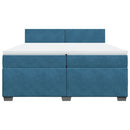 vidaXL kék bársony rugós ágy matraccal 200x200 cm