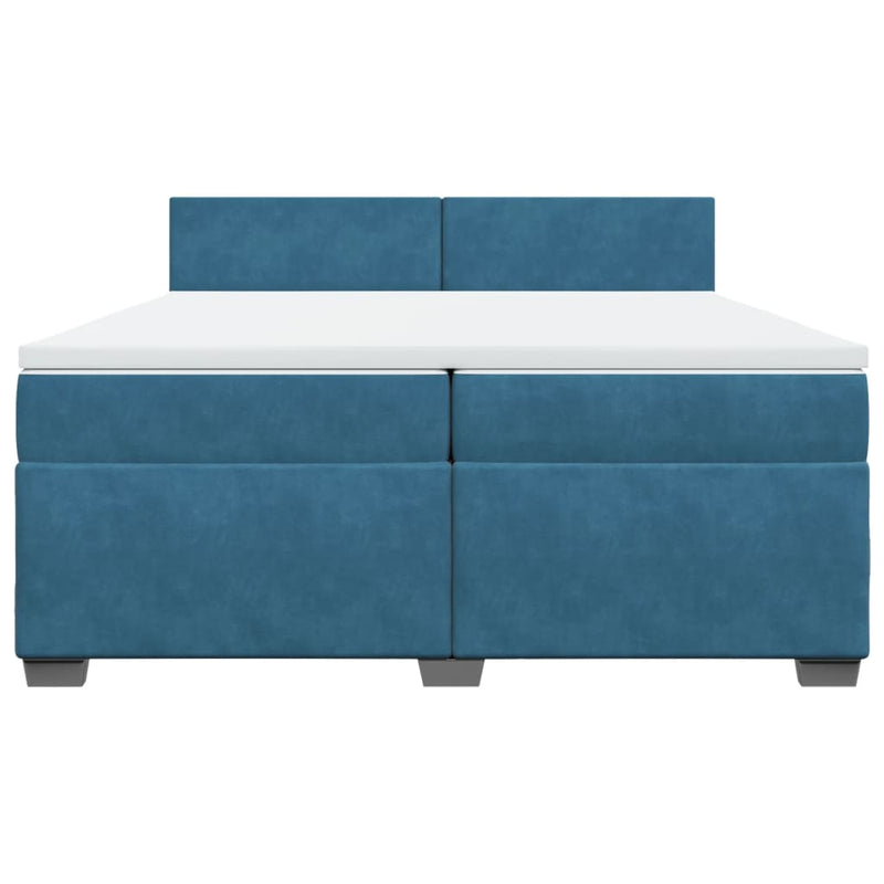 vidaXL kék bársony rugós ágy matraccal 200x200 cm