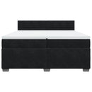 vidaXL fekete bársony rugós ágy matraccal 200x200 cm