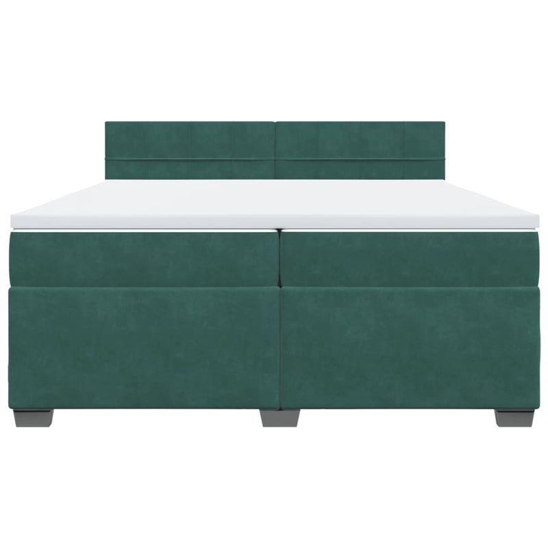 vidaXL sötétzöld bársony rugós ágy matraccal 200x200 cm