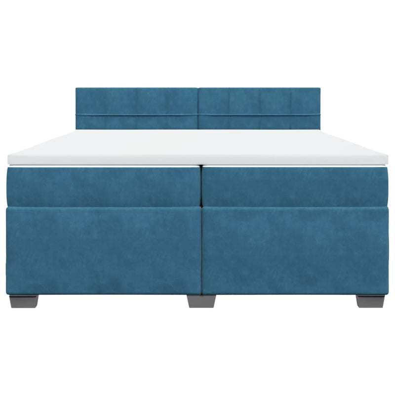 vidaXL kék bársony rugós ágy matraccal 200x200 cm