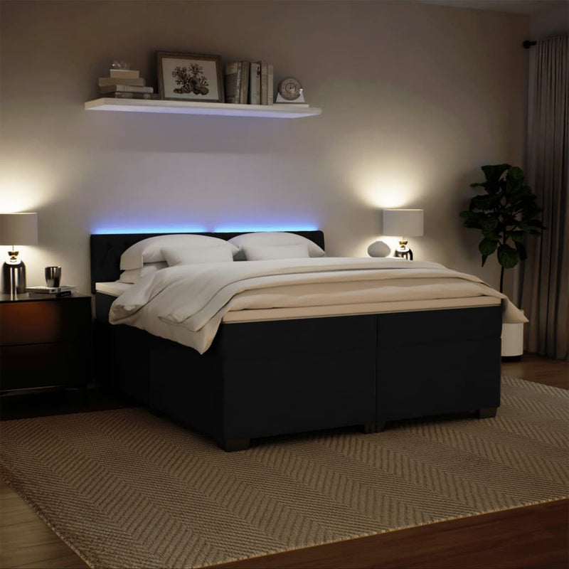 vidaXL fekete bársony rugós ágy matraccal 200x200 cm