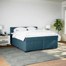 vidaXL kék bársony rugós ágy matraccal 200x200 cm