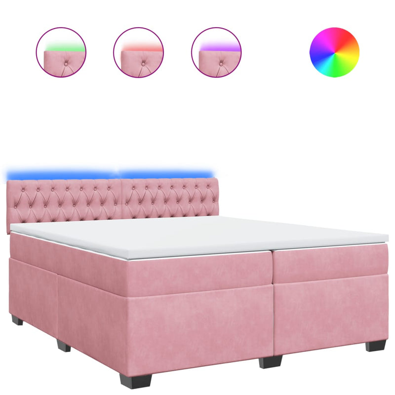 vidaXL rózsaszín bársony rugós ágy matraccal 200x200 cm