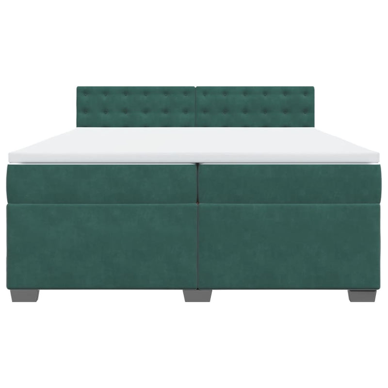 vidaXL sötétzöld bársony rugós ágy matraccal 200x200 cm