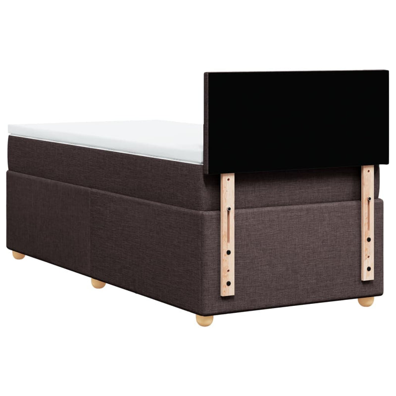 vidaXL sötétbarna szövet rugós ágy matraccal 80 x 200 cm