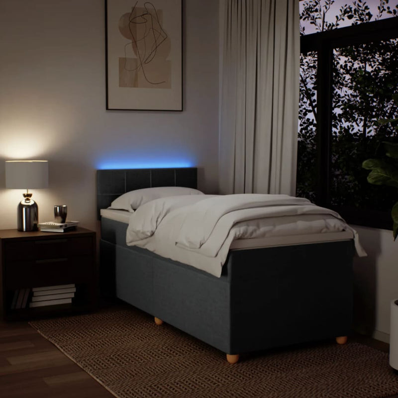 vidaXL sötétszürke szövet rugós ágy matraccal 80 x 200 cm