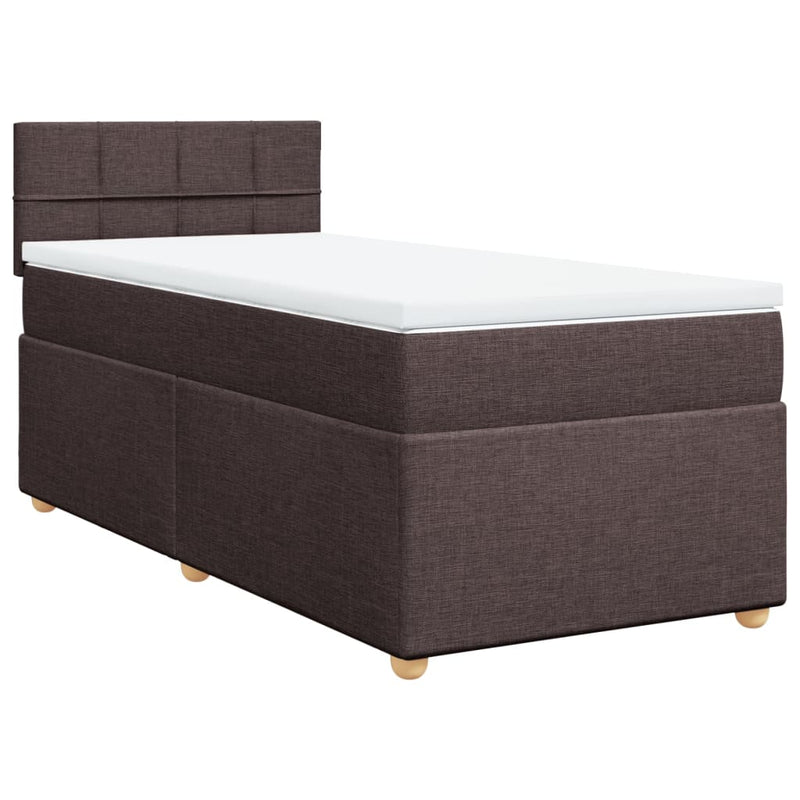 vidaXL sötétbarna szövet rugós ágy matraccal 80 x 200 cm