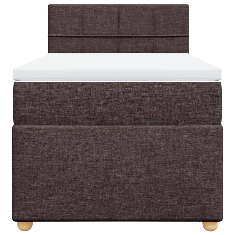 vidaXL sötétbarna szövet rugós ágy matraccal 80 x 200 cm