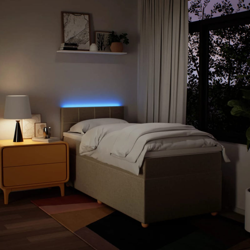 vidaXL krémszínű szövet rugós ágy matraccal 80 x 200 cm