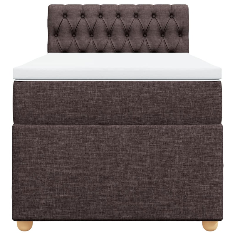 vidaXL sötétbarna szövet rugós ágy matraccal 80 x 200 cm