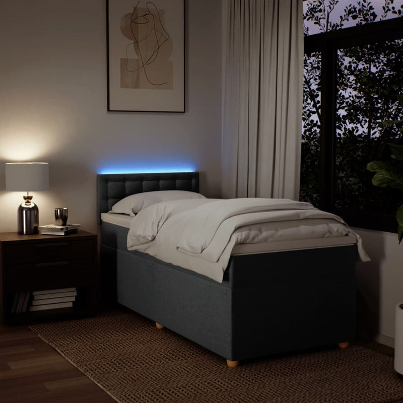 vidaXL sötétszürke szövet rugós ágy matraccal 80 x 200 cm