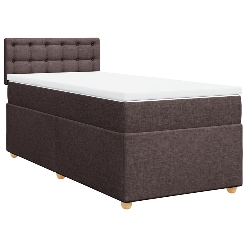 vidaXL sötétbarna szövet rugós ágy matraccal 80 x 200 cm