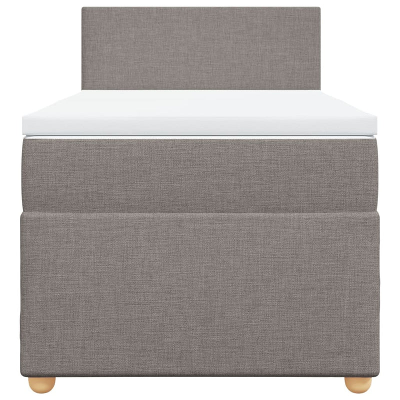 vidaXL tópszínű szövet rugós ágy matraccal 90 x 190 cm