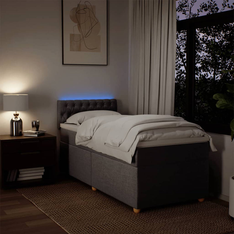 vidaXL tópszínű szövet rugós ágy matraccal 90 x 190 cm