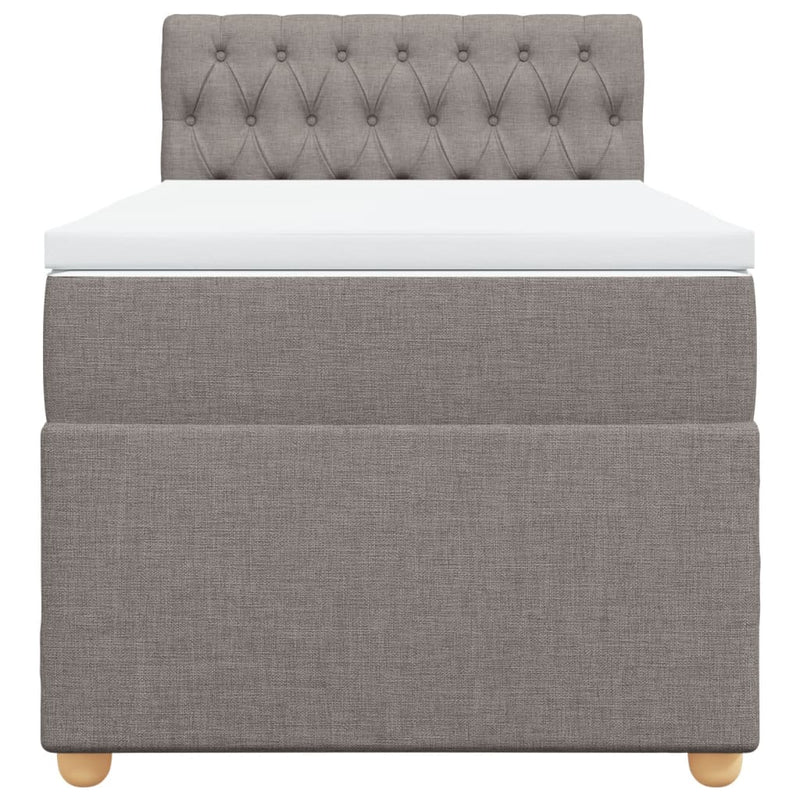 vidaXL tópszínű szövet rugós ágy matraccal 90 x 190 cm