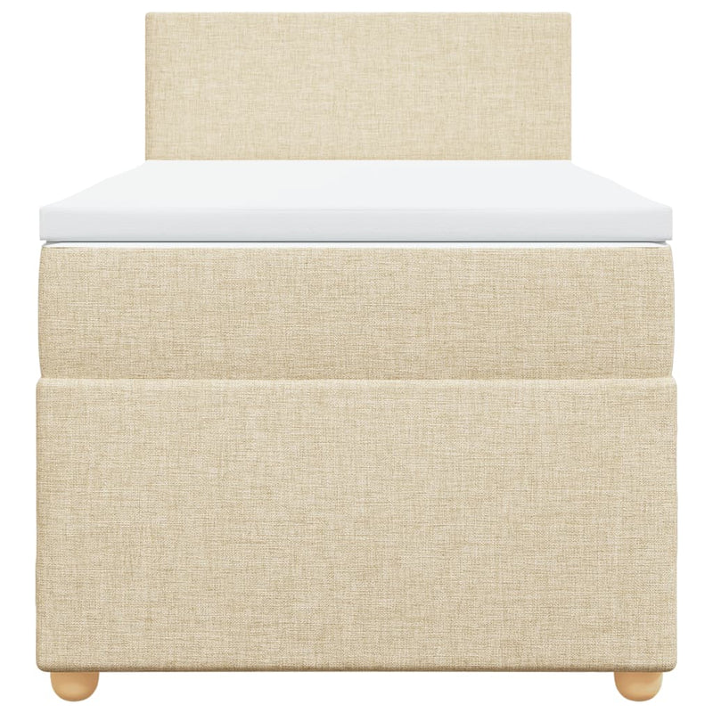 vidaXL krémszínű szövet rugós ágy matraccal 90 x 200 cm