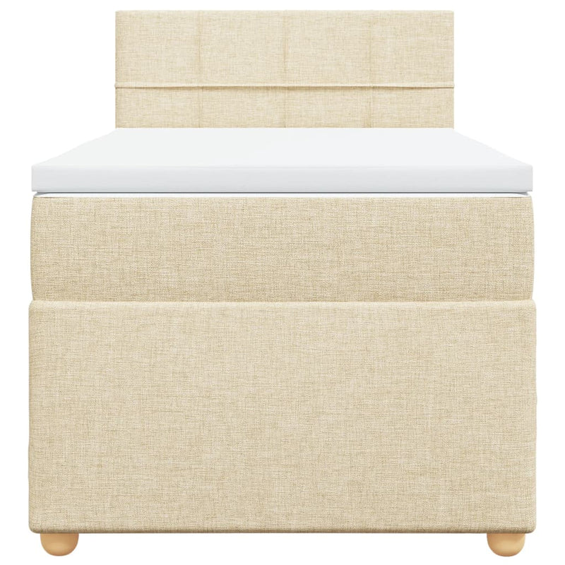 vidaXL krémszínű szövet rugós ágy matraccal 90 x 200 cm