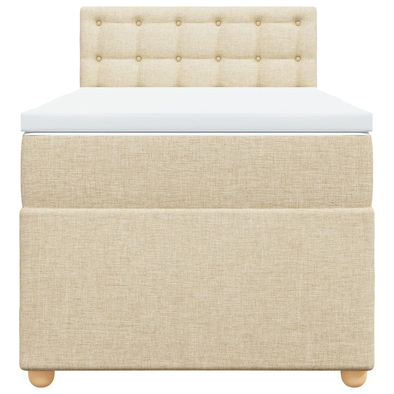 vidaXL krémszínű szövet rugós ágy matraccal 90 x 200 cm