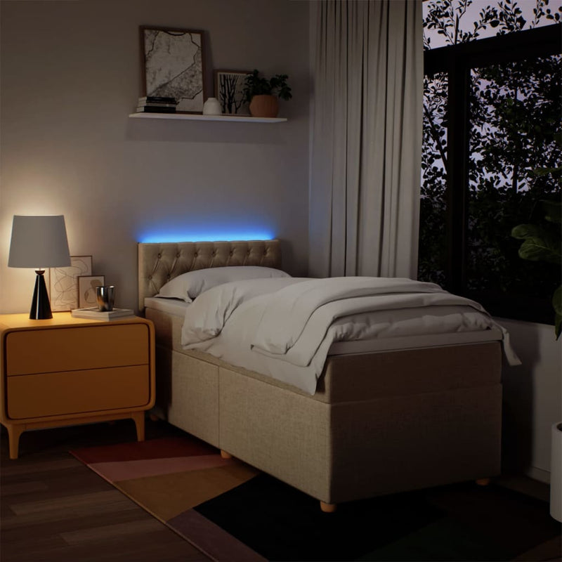 vidaXL krémszínű szövet rugós ágy matraccal 100 x 200 cm