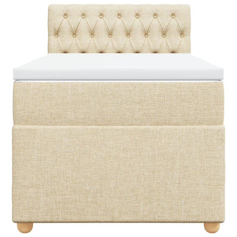 vidaXL krémszínű szövet rugós ágy matraccal 100 x 200 cm