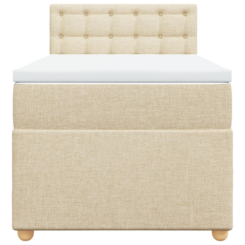 vidaXL krémszínű szövet rugós ágy matraccal 100 x 200 cm