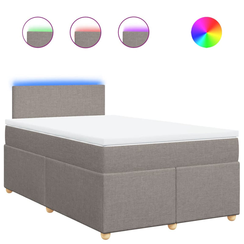 vidaXL tópszínű szövet rugós ágy matraccal 120 x 190 cm