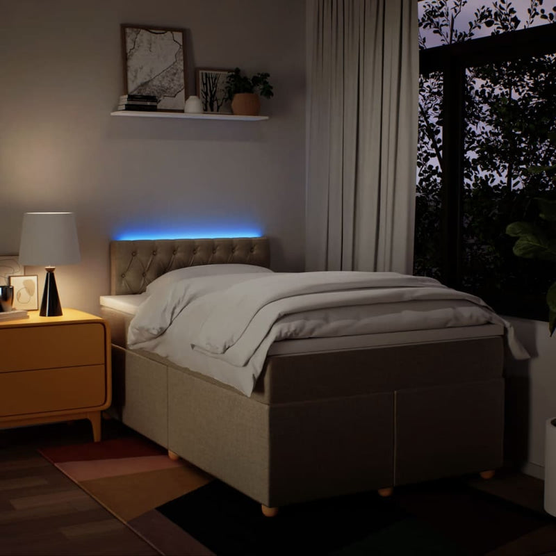 vidaXL krémszínű szövet rugós ágy matraccal 120 x 190 cm