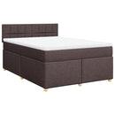 vidaXL sötétbarna szövet rugós ágy matraccal 140 x 190 cm