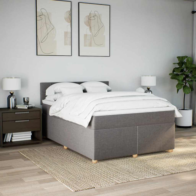 vidaXL tópszínű szövet rugós ágy matraccal 140 x 190 cm