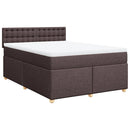 vidaXL sötétbarna szövet rugós ágy matraccal 140 x 190 cm