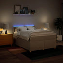 vidaXL krémszínű szövet rugós ágy matraccal 140 x 200 cm