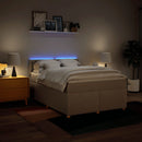 vidaXL krémszínű szövet rugós ágy matraccal 160 x 200 cm