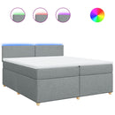 vidaXL világosszürke szövet rugós ágy matraccal 200 x 200 cm