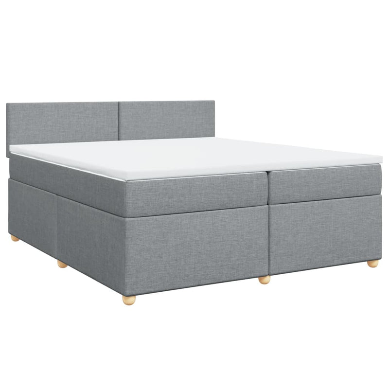 vidaXL világosszürke szövet rugós ágy matraccal 200 x 200 cm