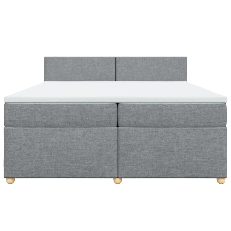 vidaXL világosszürke szövet rugós ágy matraccal 200 x 200 cm