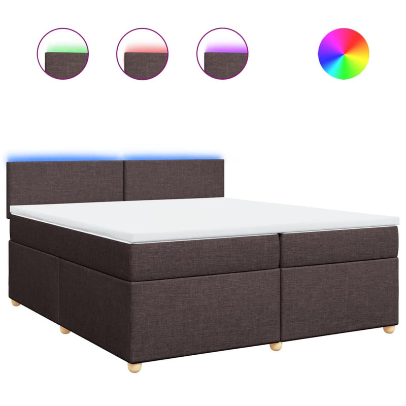 vidaXL sötétbarna szövet rugós ágy matraccal 200 x 200 cm
