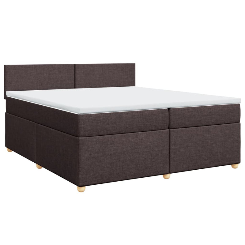 vidaXL sötétbarna szövet rugós ágy matraccal 200 x 200 cm