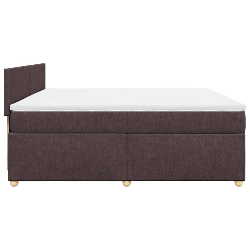 vidaXL sötétbarna szövet rugós ágy matraccal 200 x 200 cm