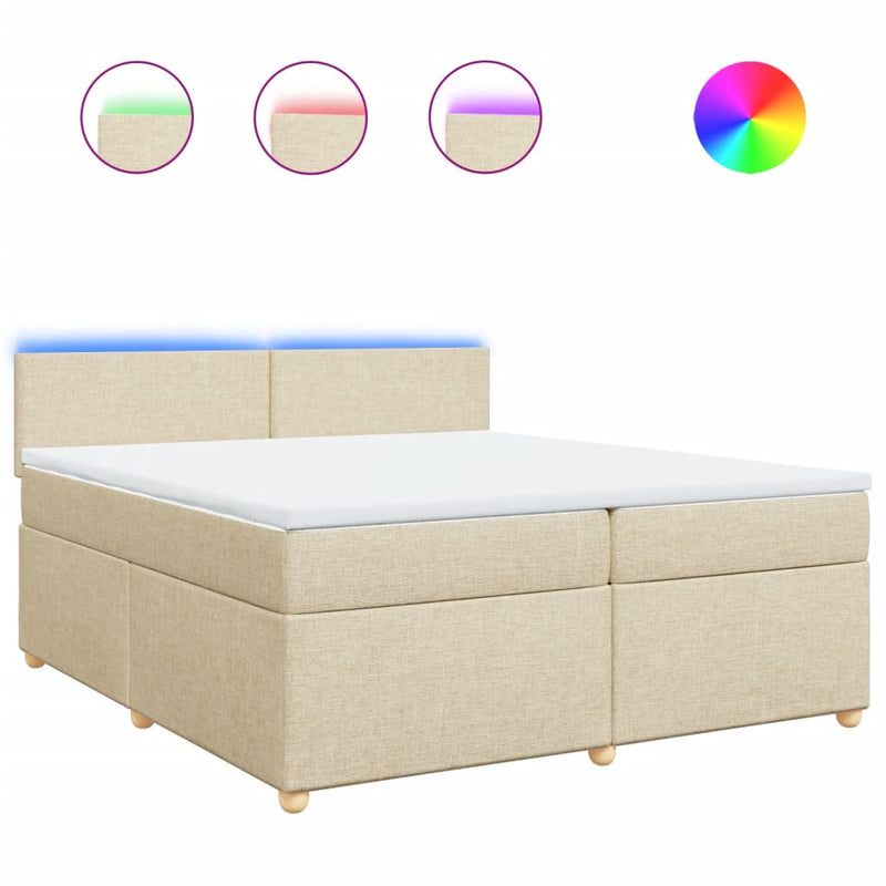 vidaXL krémszínű szövet rugós ágy matraccal 200 x 200 cm