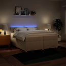 vidaXL krémszínű szövet rugós ágy matraccal 200 x 200 cm