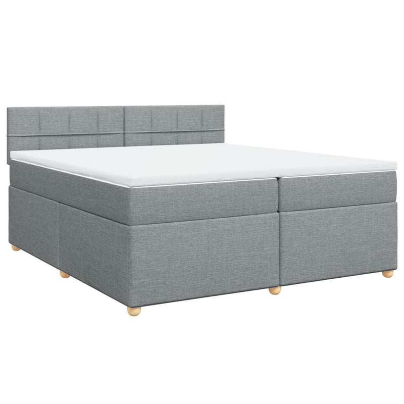 vidaXL világosszürke szövet rugós ágy matraccal 200 x 200 cm