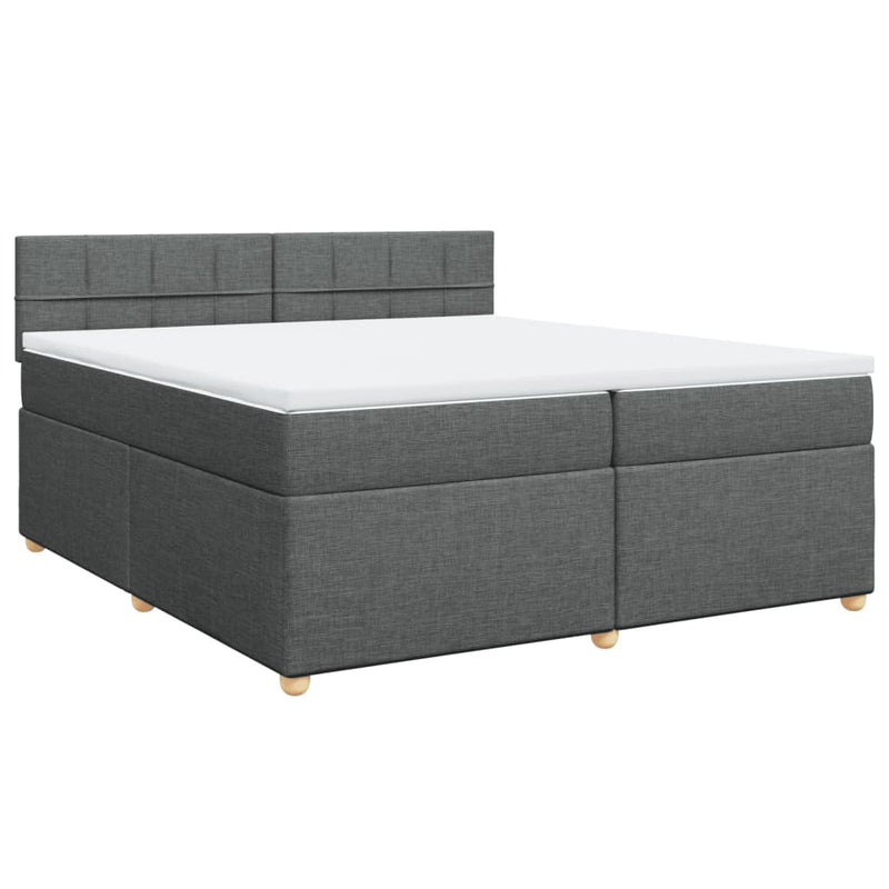 vidaXL sötétszürke szövet rugós ágy matraccal 200 x 200 cm