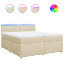 vidaXL krémszínű szövet rugós ágy matraccal 200 x 200 cm