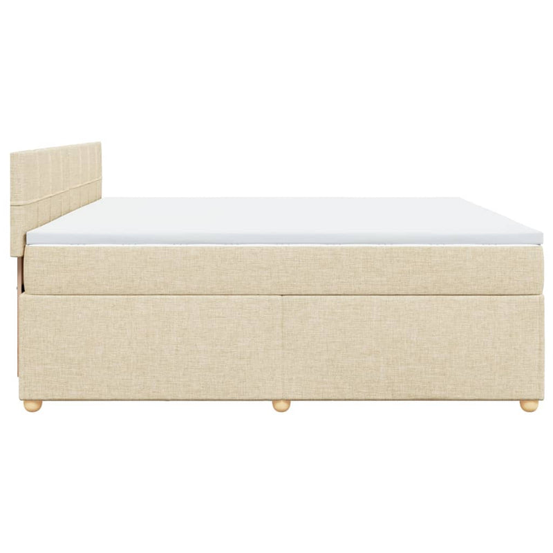 vidaXL krémszínű szövet rugós ágy matraccal 200 x 200 cm