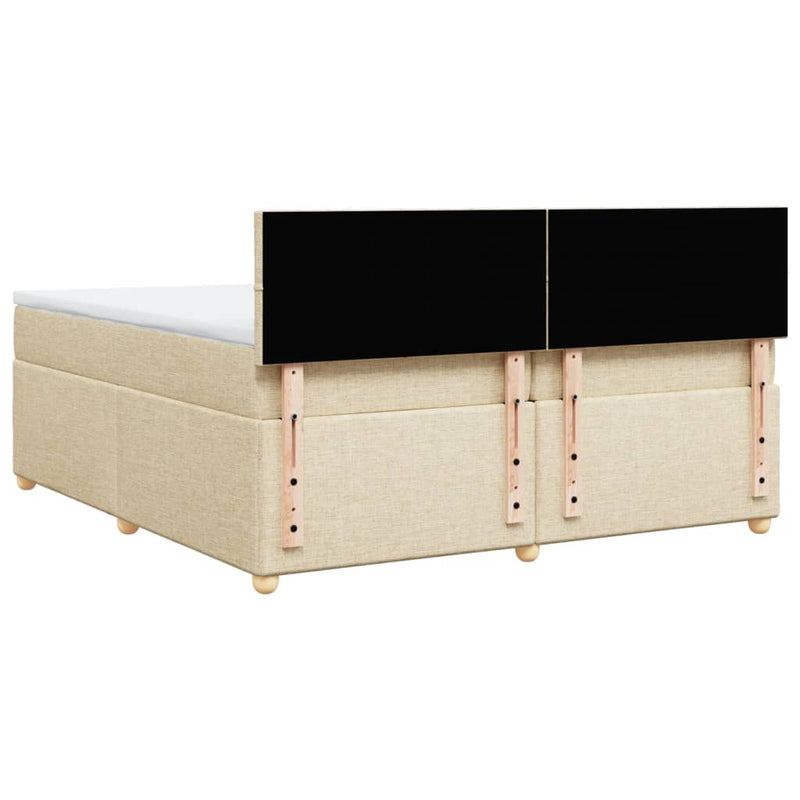 vidaXL krémszínű szövet rugós ágy matraccal 200 x 200 cm