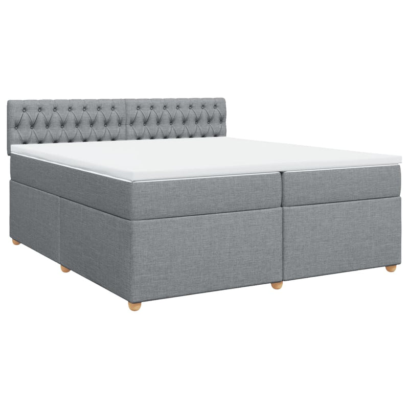 vidaXL világosszürke szövet rugós ágy matraccal 200 x 200 cm